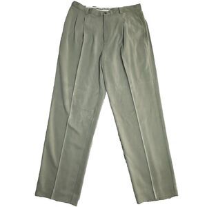 Tommy Bahama Men’s Silk Pleated Dress Pants 36 Khaki Beige Textured Relaxed Fit